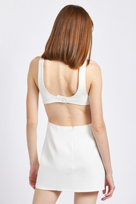 SLEEVELESS OPEN BACK MINI DRESS