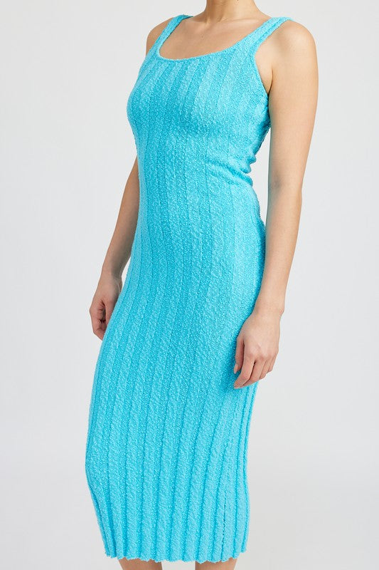 SCOOP NECK RIBBED MIDI DRESS