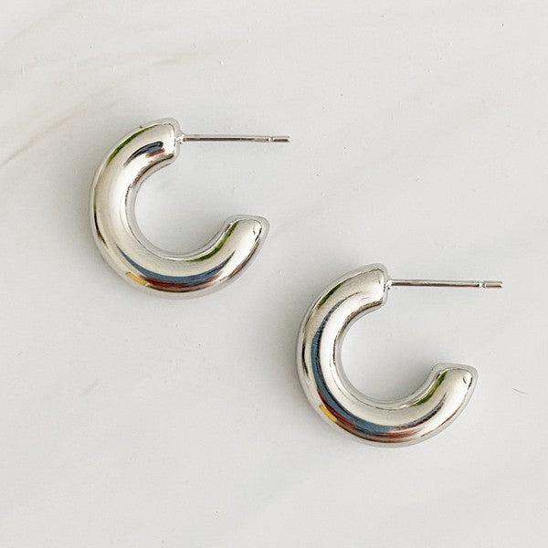 Smaller Polished Hollow Hoop Earrings