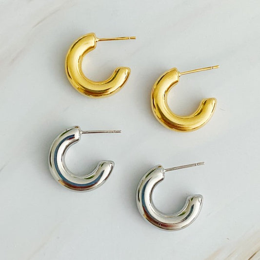 Smaller Polished Hollow Hoop Earrings