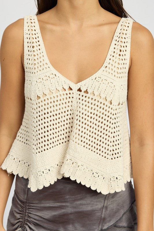 CROCHET SWING CROP TANK TOP