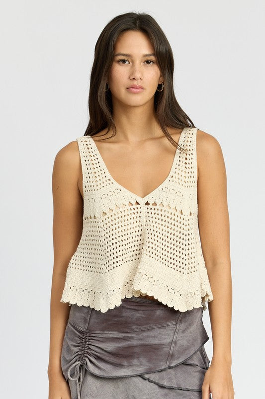 CROCHET SWING CROP TANK TOP