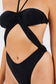 ONE PIECE OPEN CUTOUT FRONT PANEL WITH HALTER NECK